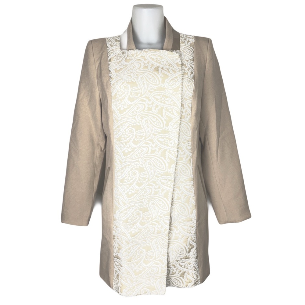 Grifflin Paris Tan and Cream Coat With Paisley Front Panel.